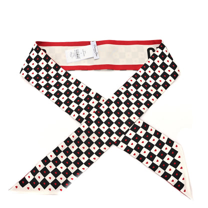 Christian Dior Silk Checkered DiorAmour Mitzah Scarf White Red Black 1 of 3