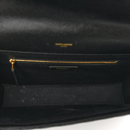 Saint Laurent Grain De Poudre Matelasse Chevron Large Monogram Satchel Black 6 of 10
