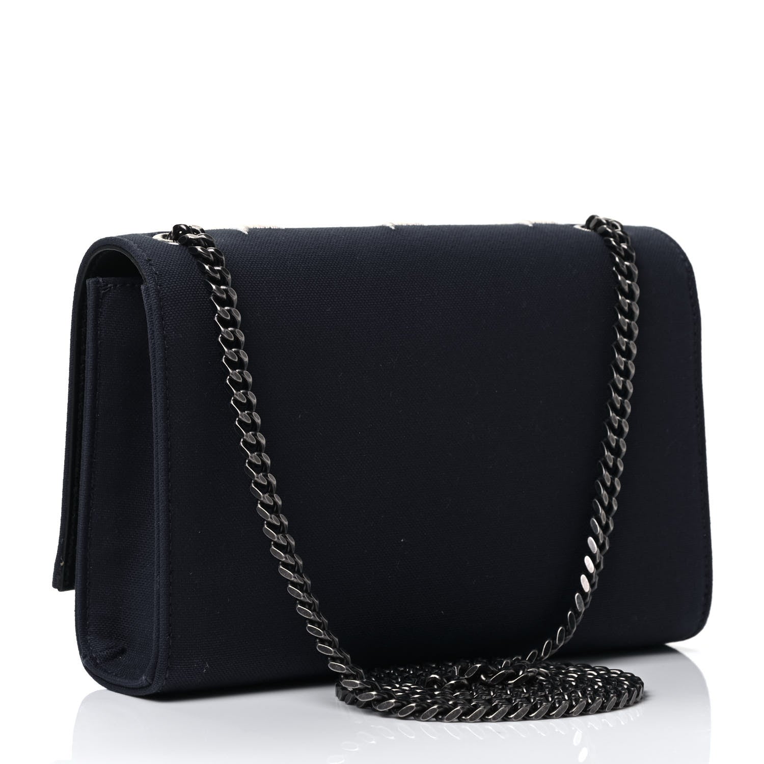 Saint Laurent Canvas Embroidered Stars Small Monogram Kate Satchel Blue Bianco 2 of 4