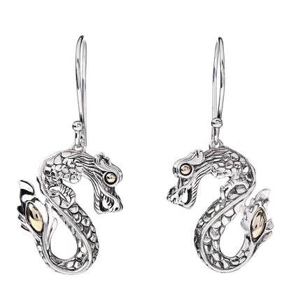 John Hardy Sterling Silver 18K Yellow Gold Naga Dragon Drop Earrings 1 of 4