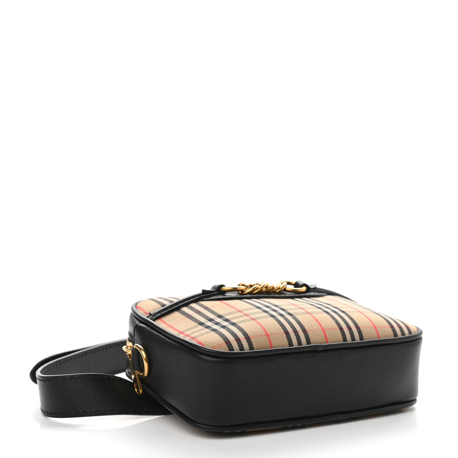 Burberry 1983 Knight Check Smooth Calfskin Link Bum Bag Black 3 of 7