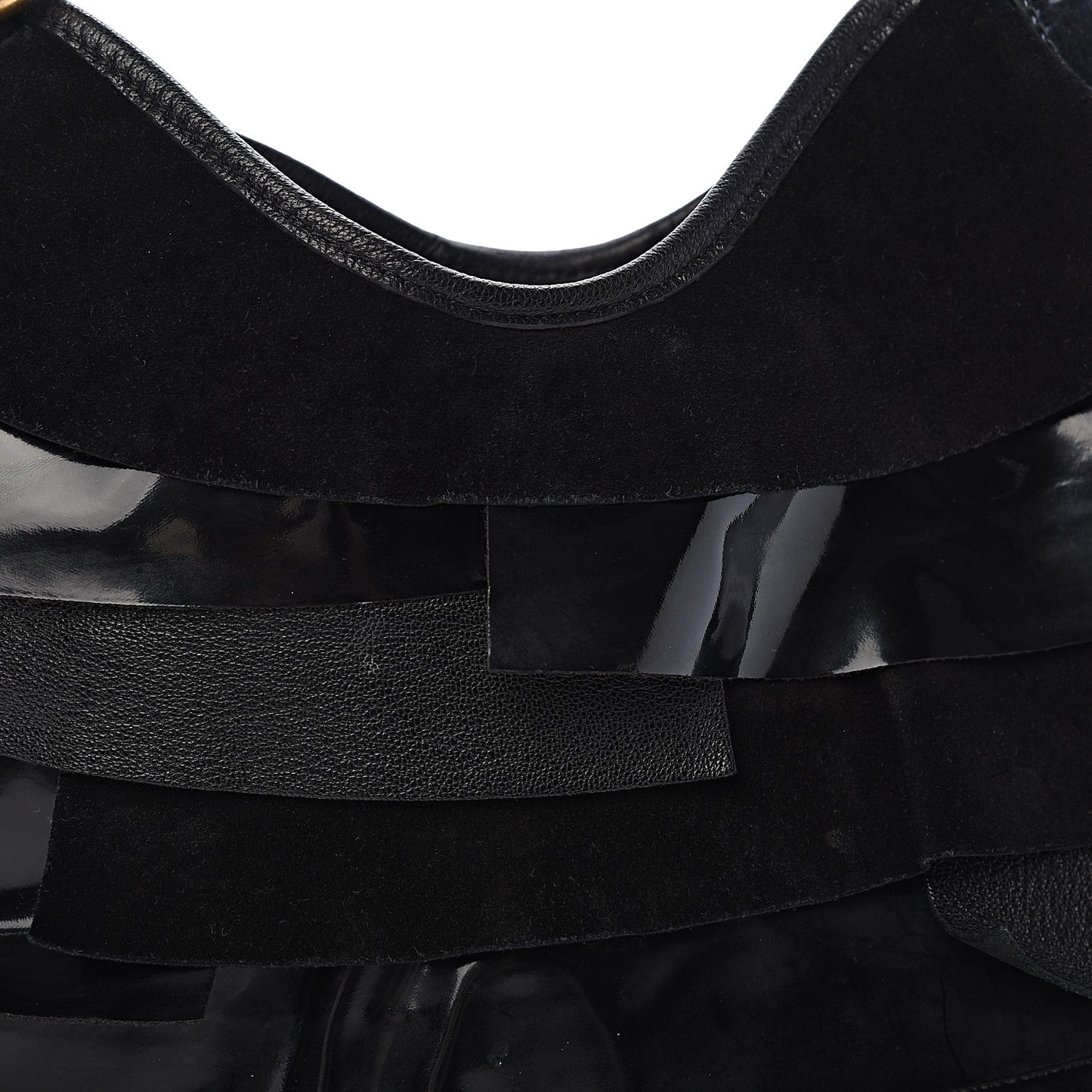Patent Chevre Suede Ruffle Small Saint Tropez Black