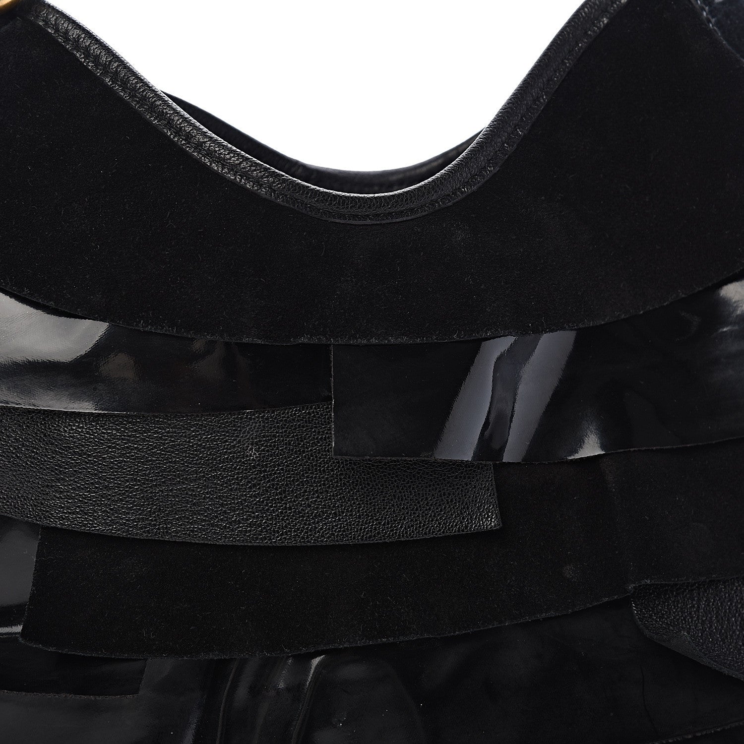 Saint Laurent Patent Chevre Suede Ruffle Small Saint Tropez Black 7 of 10