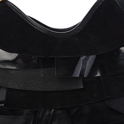 Saint Laurent Patent Chevre Suede Ruffle Small Saint Tropez Black 7 of 10