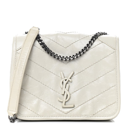 Saint Laurent Crinkled Calfskin Matelasse Monogram Niki Chain Wallet Crema Soft 1 of 11