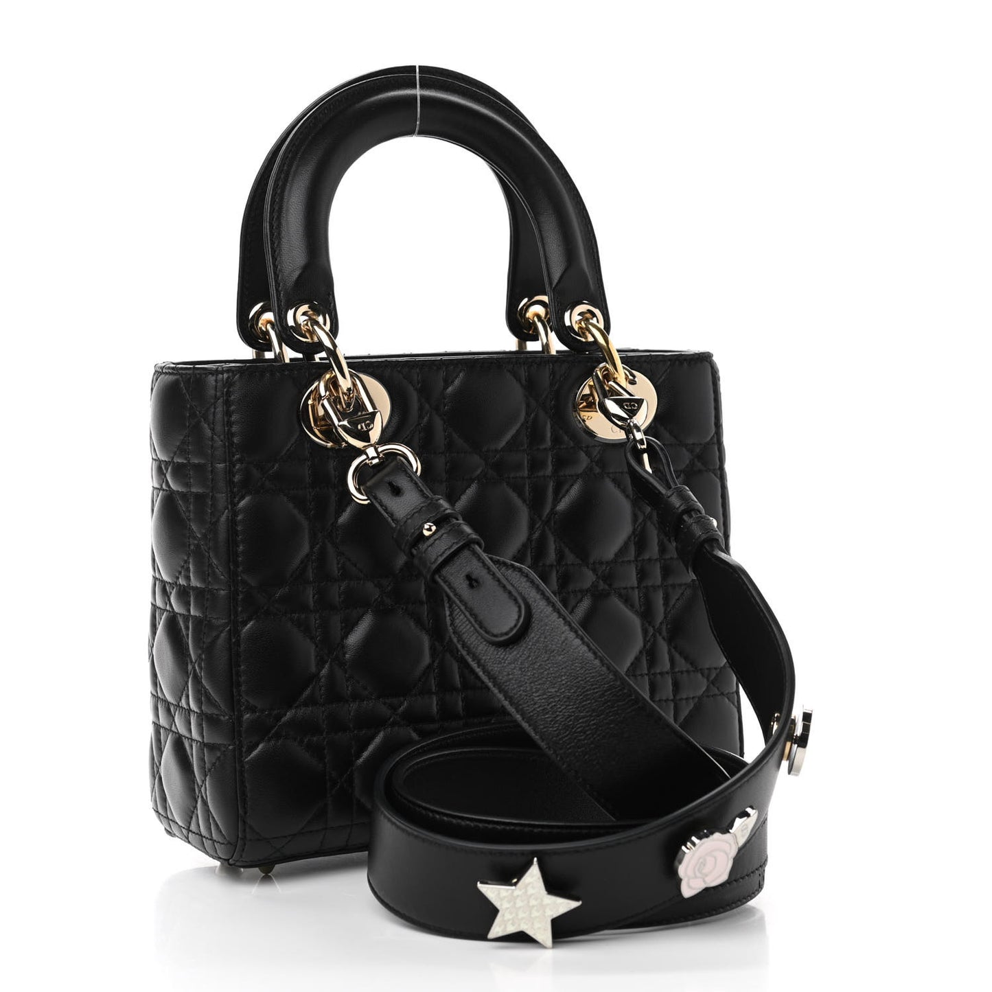 Lambskin Cannage Small Lucky Badges My Lady Dior Black
