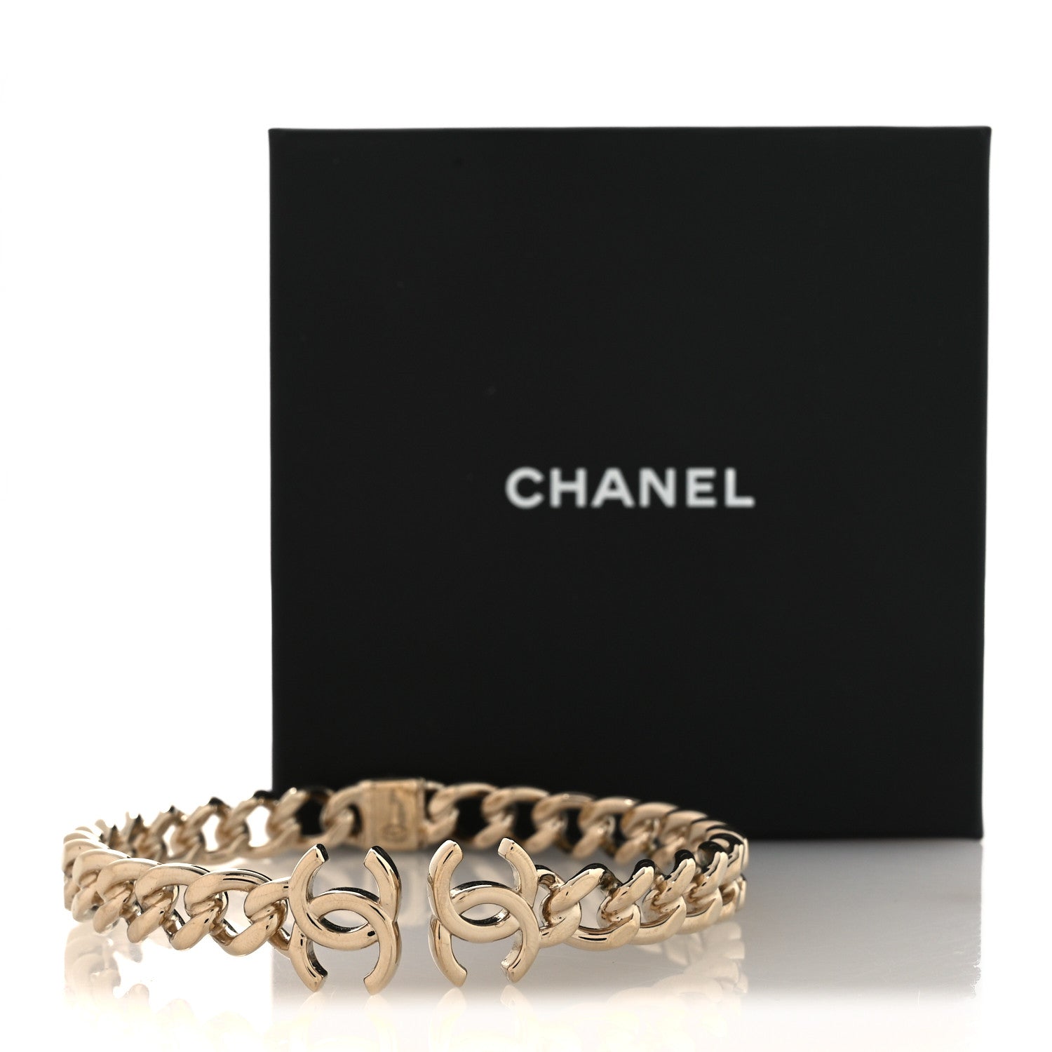 Chanel Metal CC Chain Link Choker Necklace S Gold 5 of 5