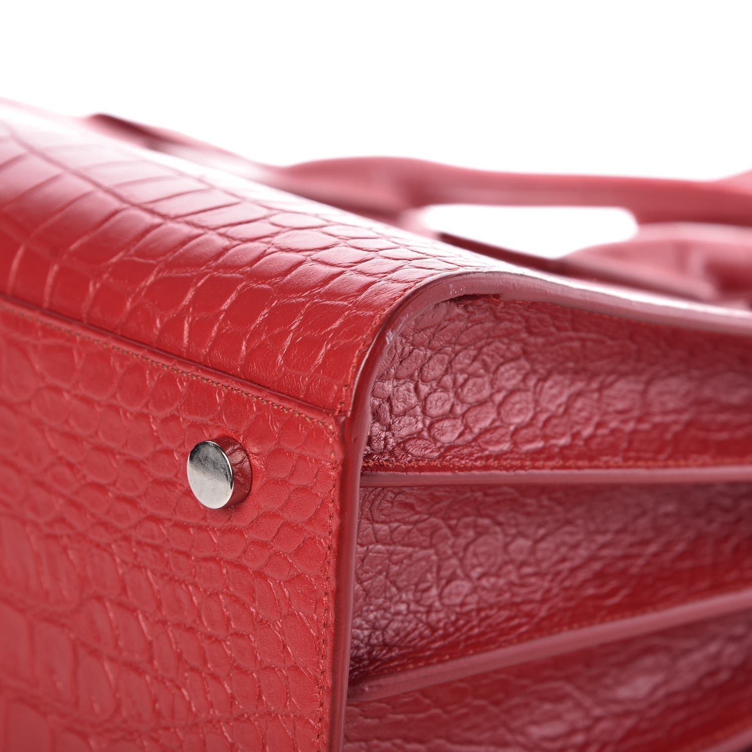 Saint Laurent Calfskin Crocodile Embossed Small Sac De Jour Eros Red 13 of 13