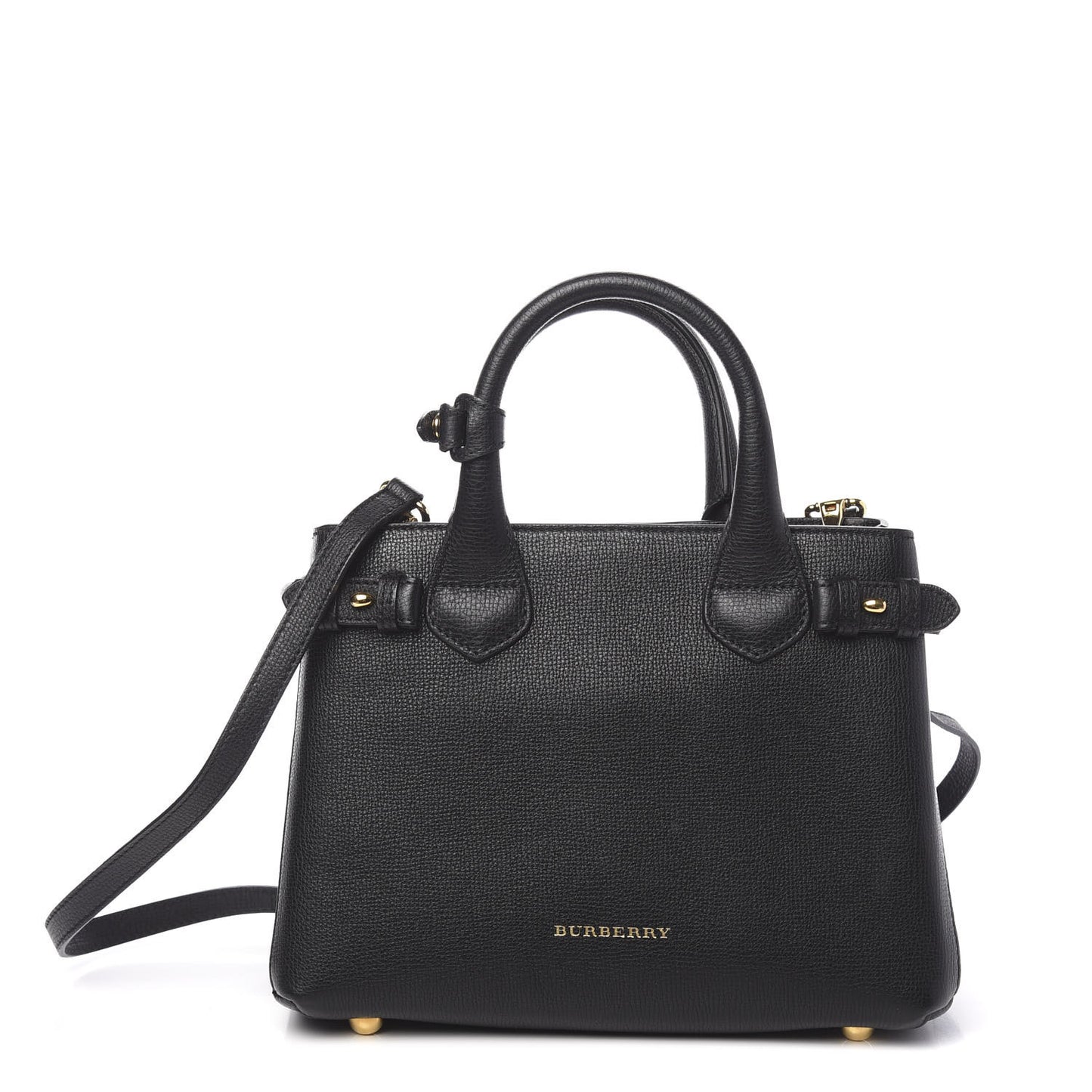 Grainy Calfskin House Check Small Banner Tote Black