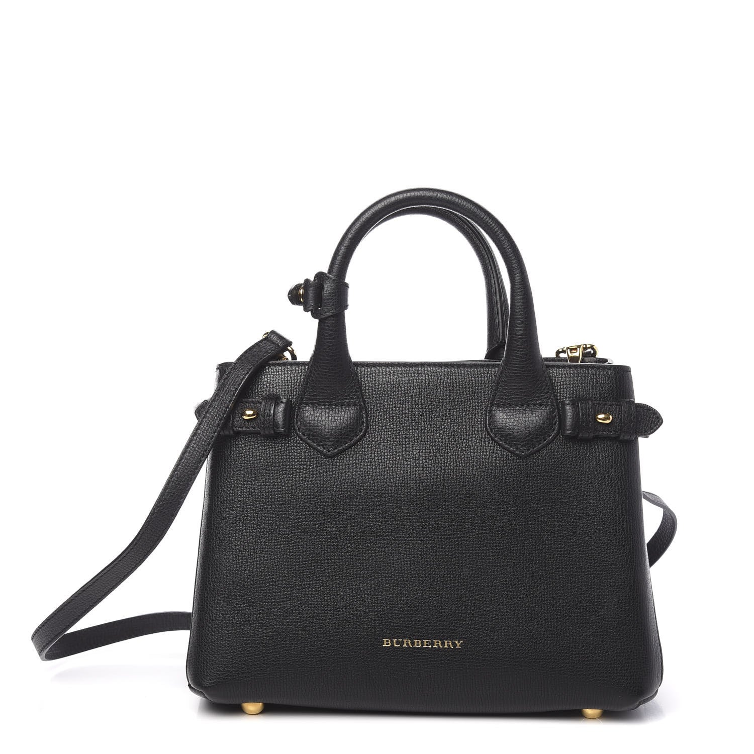 Burberry Grainy Calfskin House Check Small Banner Tote Black 1 of 11