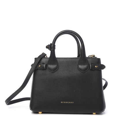 Burberry Grainy Calfskin House Check Small Banner Tote Black 1 of 11