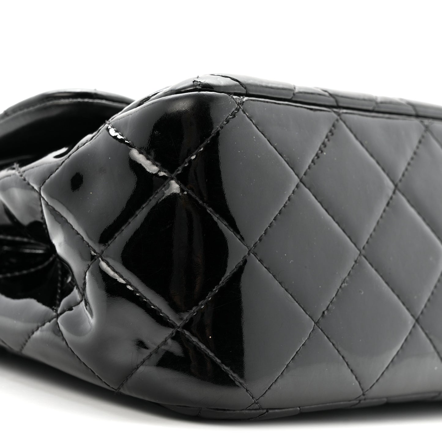 Patent Quilted Jumbo Double Flap Black