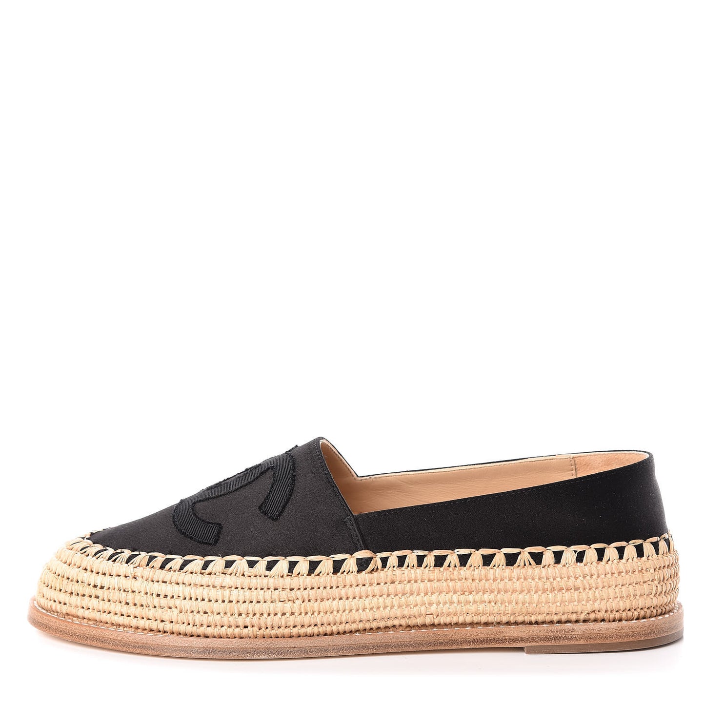 Satin Grosgrain CC Espadrilles 38 Black