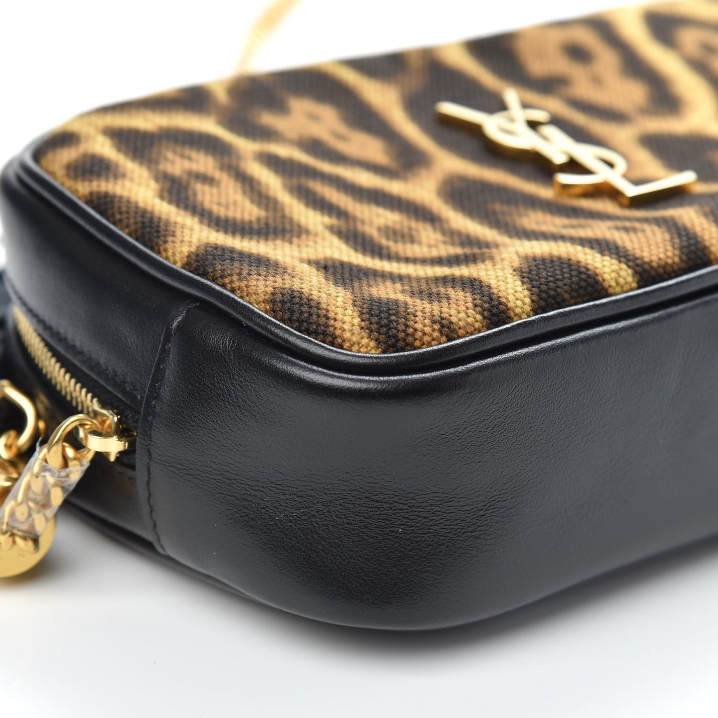 Canvas Calfskin Leopard Print Monogram Mini Lou Camera Bag Brown