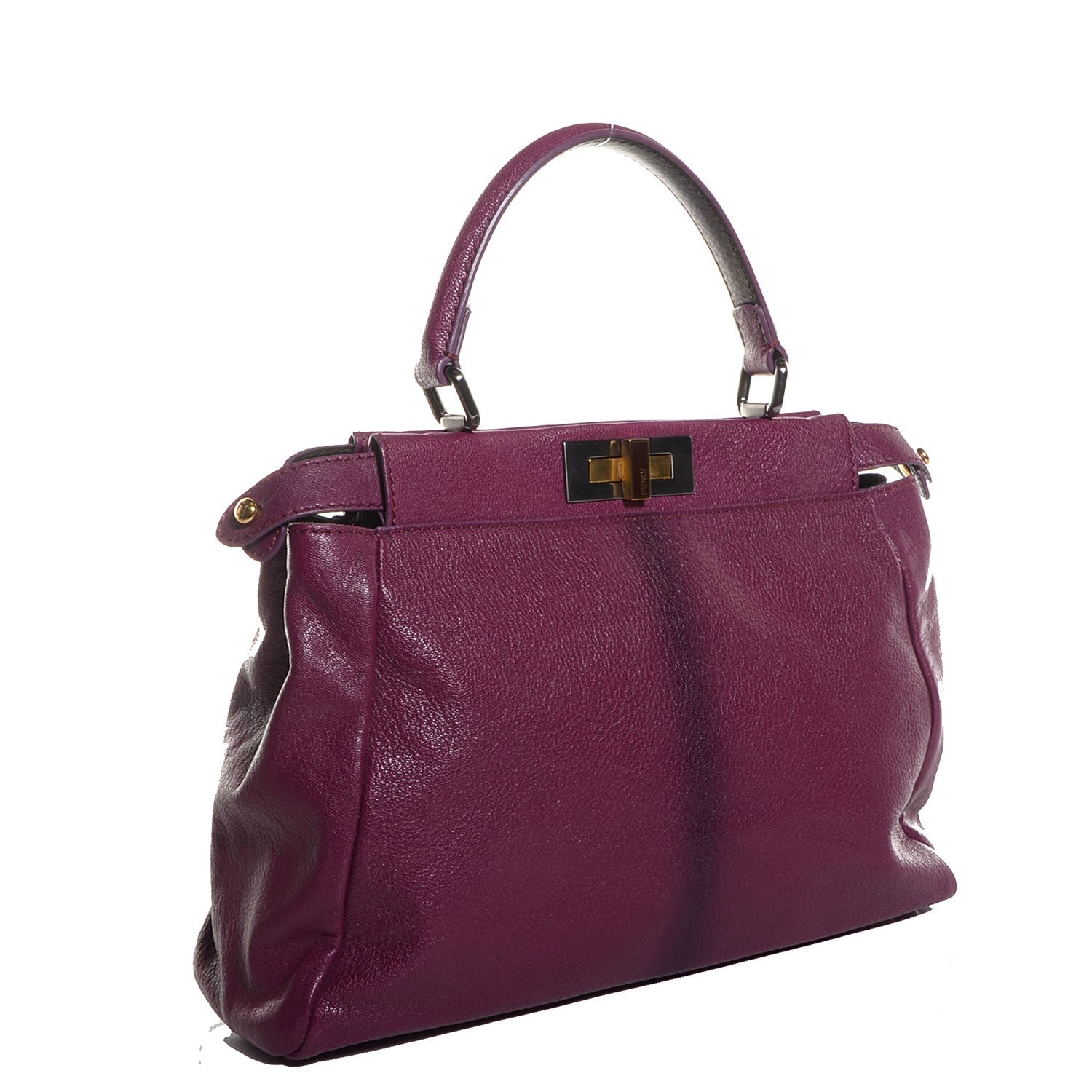 Fendi Goatskin Zucca Medium Peekaboo Iconic Satchel Ciclamino Tobacco Moro 3 of 10