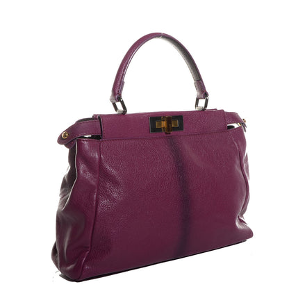 Fendi Goatskin Zucca Medium Peekaboo Iconic Satchel Ciclamino Tobacco Moro 3 of 10