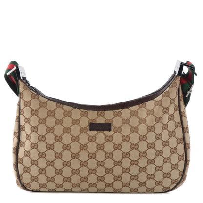 Gucci Monogram Web Medium Half Moon Hobo Dark Brown 1 of 7