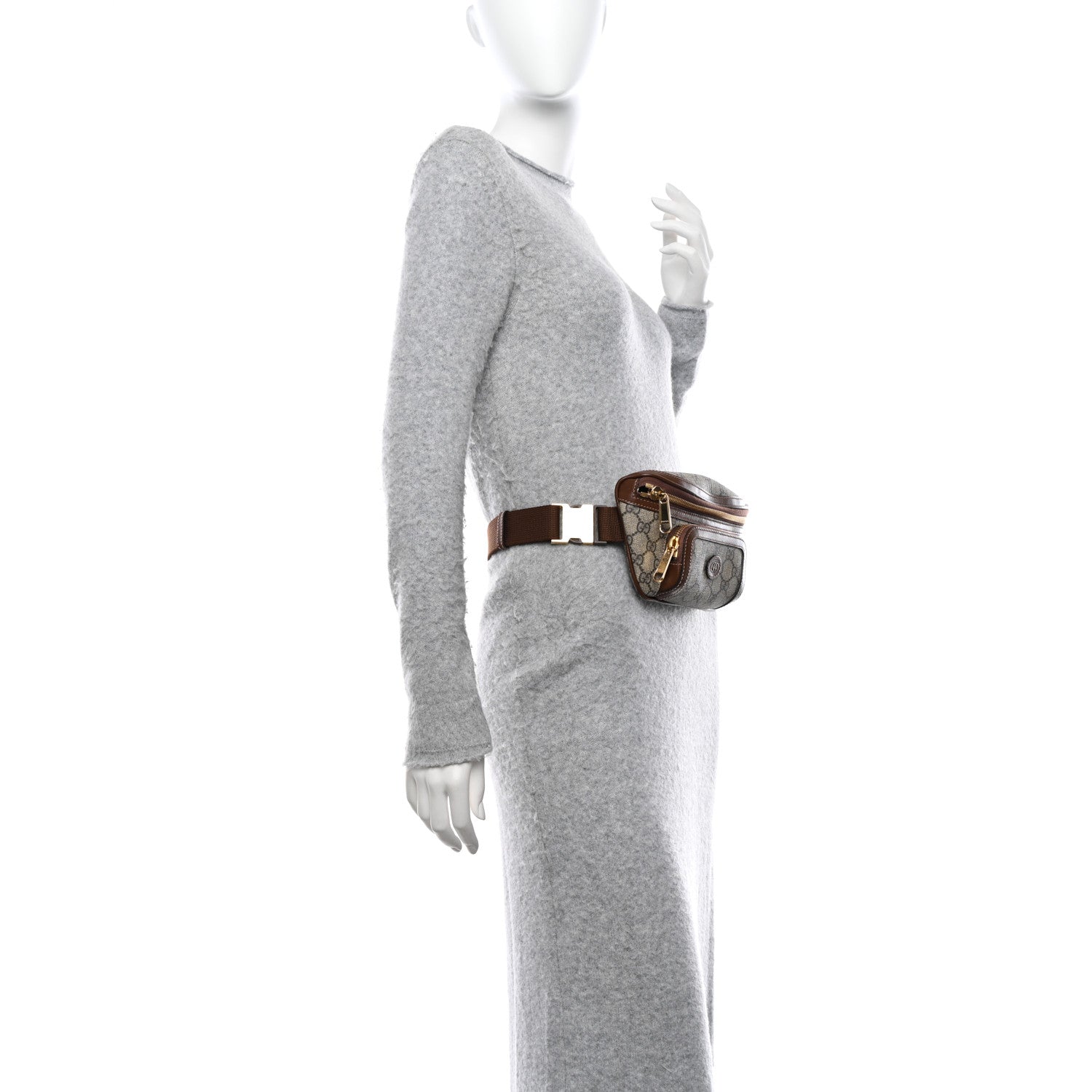 Gucci GG Supreme Monogram Textured Calfskin Retro Interlocking G Belt Bag Beige Ebony Brown Sugar 2 of 12