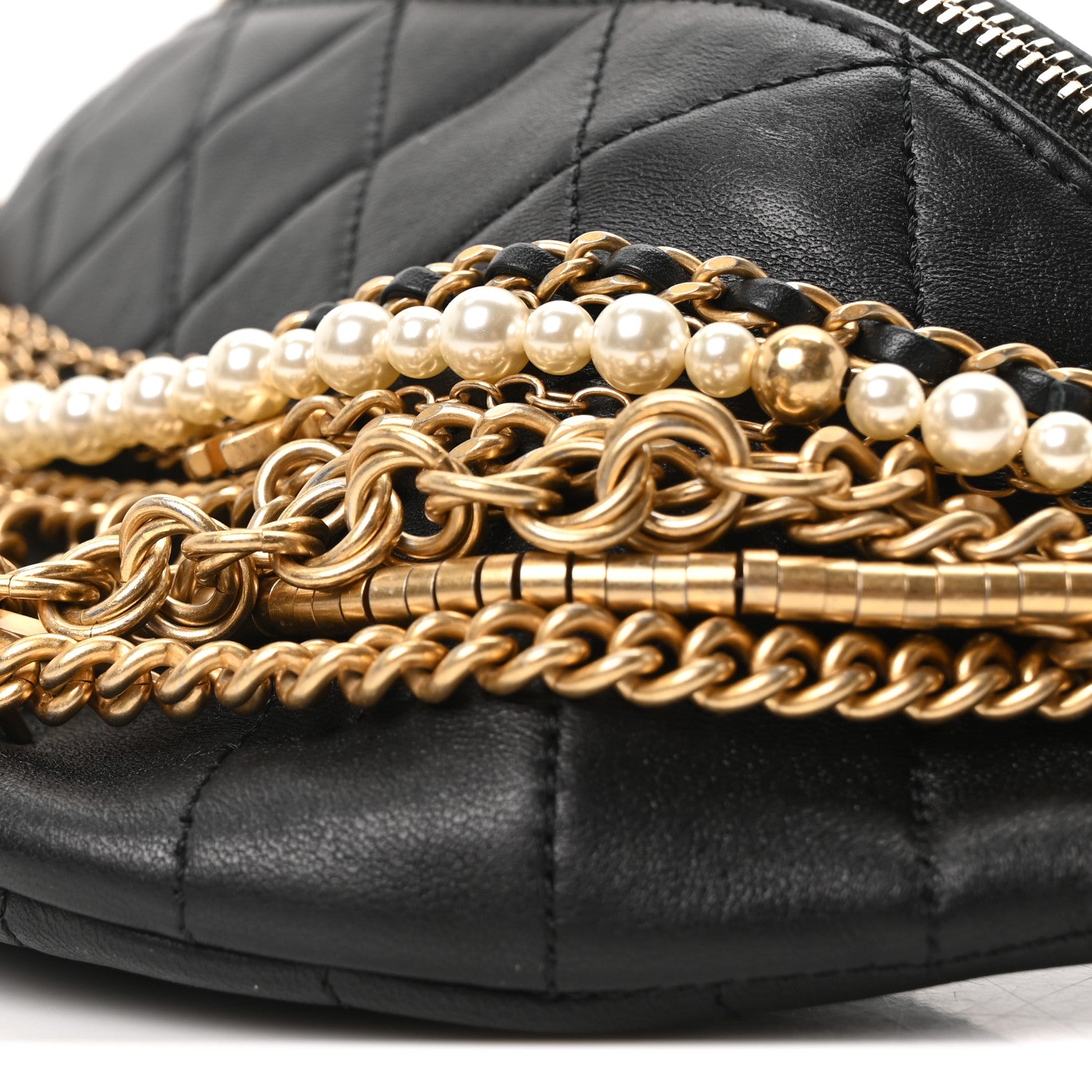 Chanel Lambskin Quilted All About Chains Waist Belt Bag Black 10 of 10