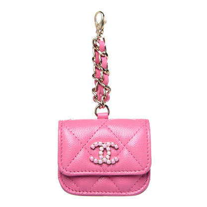 Chanel Caviar Quilted Crystal CC Airpods Pro Case Pink 1 of 10