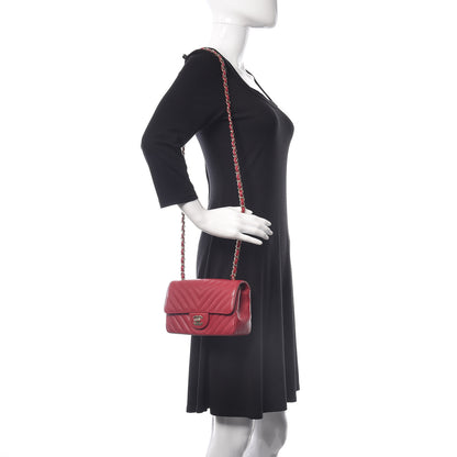Chanel Caviar Chevron Quilted Mini Rectangular Flap Dark Red 2 of 12