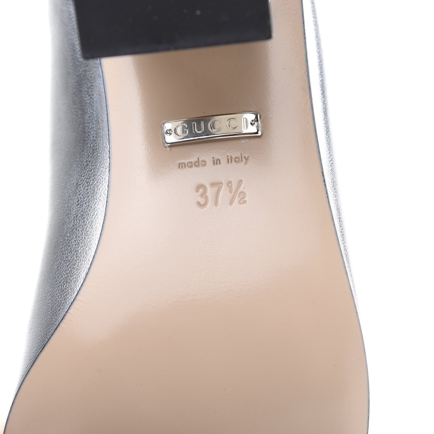 Metallic Nappa Crystal Square G Mid Heel Pumps 37.5 Silver