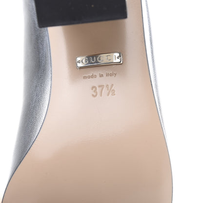 Gucci Metallic Nappa Crystal Square G Mid Heel Pumps 37.5 Silver 8 of 10