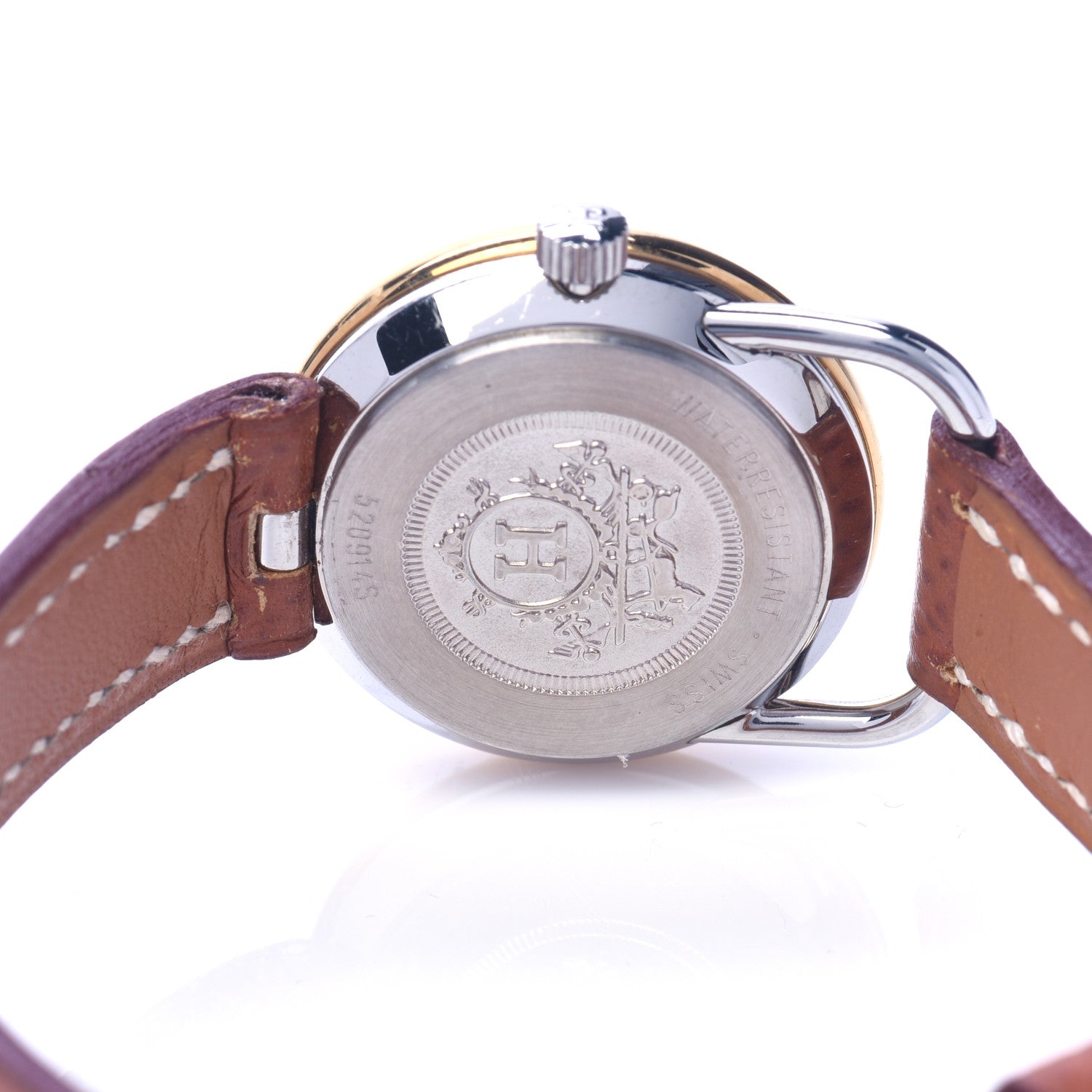 Hermes Stainless Steel Barenia 28mm Arceau Quartz Watch Fauve 4 of 6