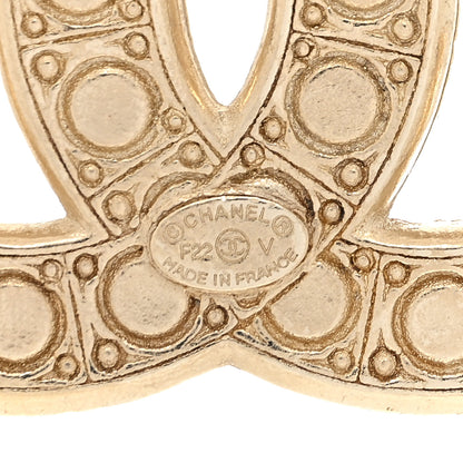 Chanel Metal Crystal Graduated Pearl CC Brooch Gold 4 of 4
