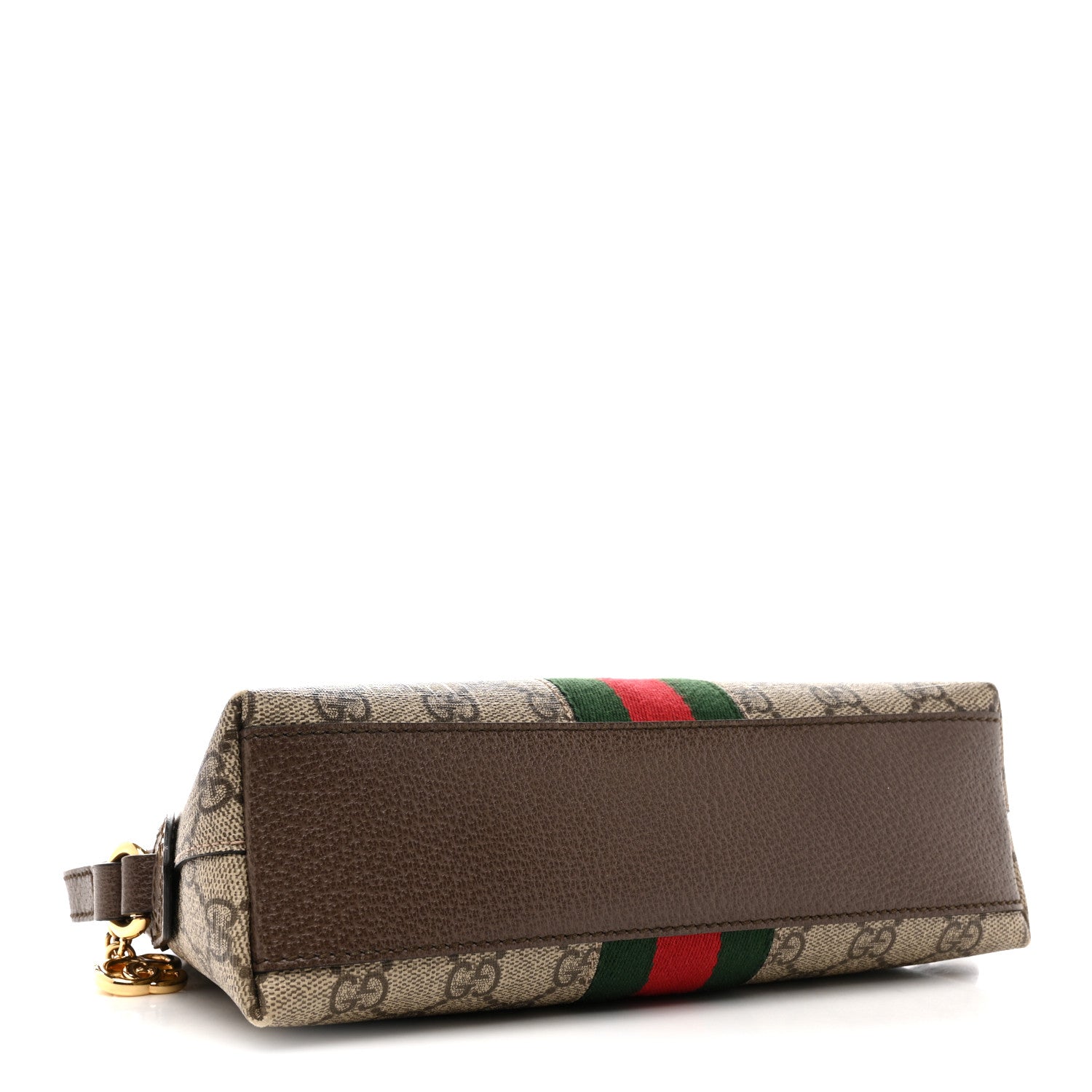 Gucci GG Supreme Monogram Textured Dollar Calfskin Web Small Ophidia Dome Shoulder Bag Beige Ebony New Acero 4 of 13
