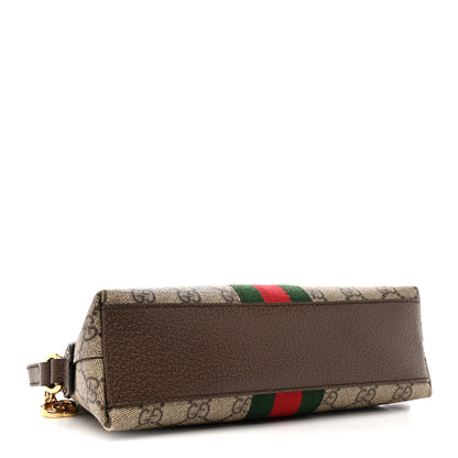 Gucci GG Supreme Monogram Textured Dollar Calfskin Web Small Ophidia Dome Shoulder Bag Beige Ebony New Acero 4 of 13
