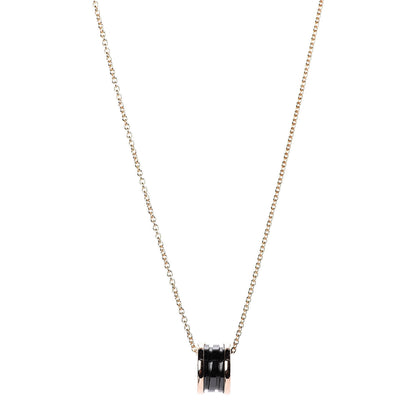 Bulgari 18K Rose Gold Black Ceramic B.Zero1 Pendant Necklace 1 of 6