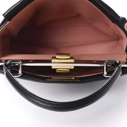 Fendi Denim Vitello Dolce QuTweet Beaded Medium Peekaboo Iconic Satchel Dark Blue Multicolor Black 5 of 11