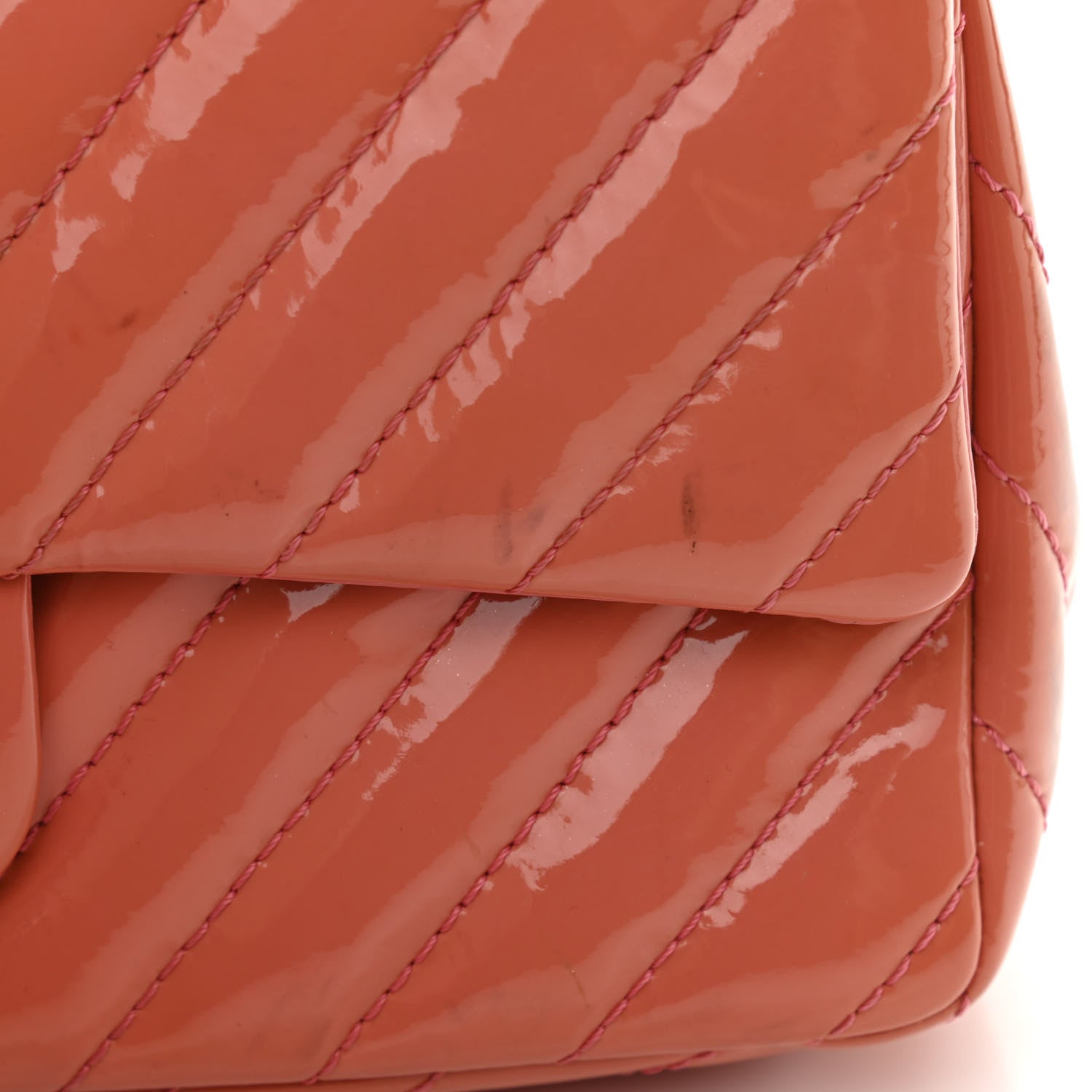 Chanel Patent Chevron Quilted Medium Single Flap Pink 13 of 15