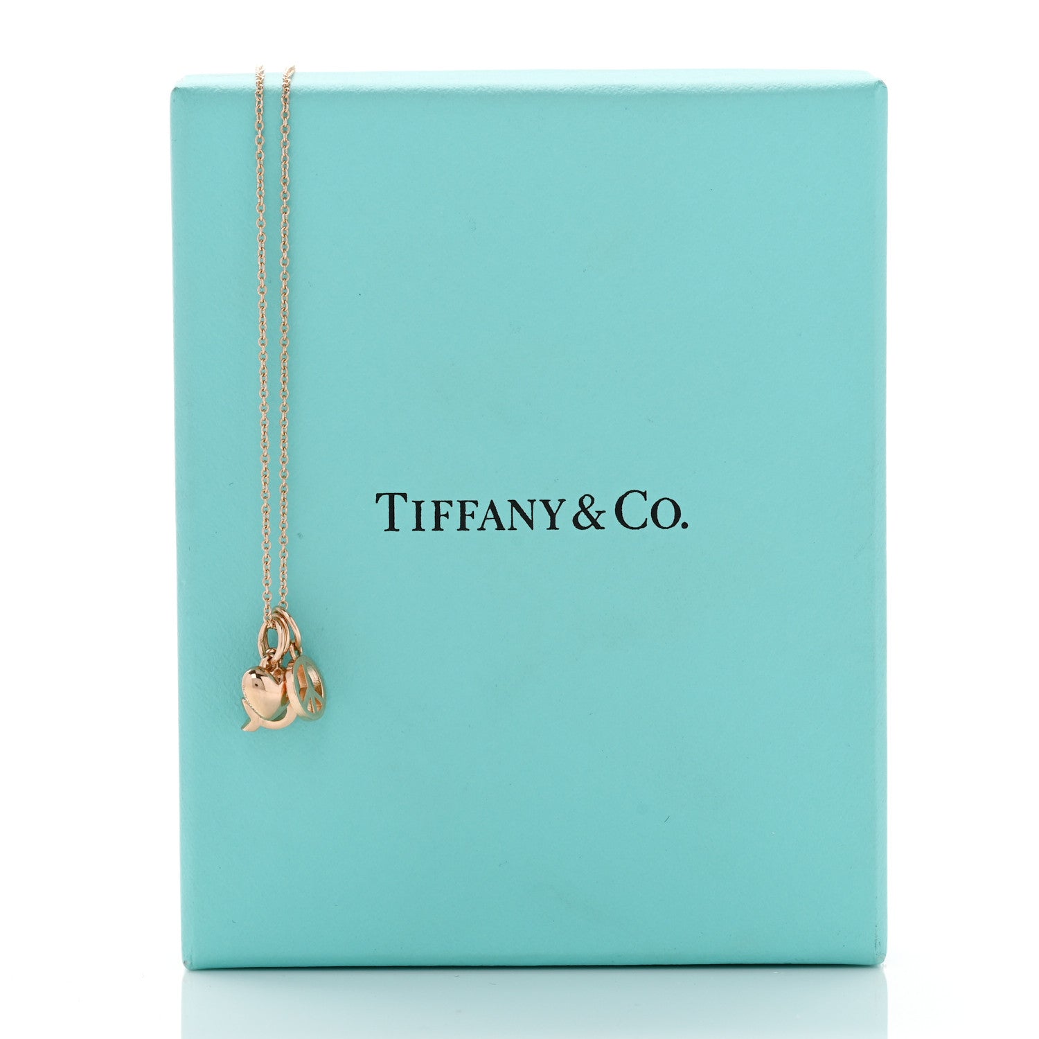 Tiffany 18K Rose Gold Peace Love Ampersand Pendant Necklace