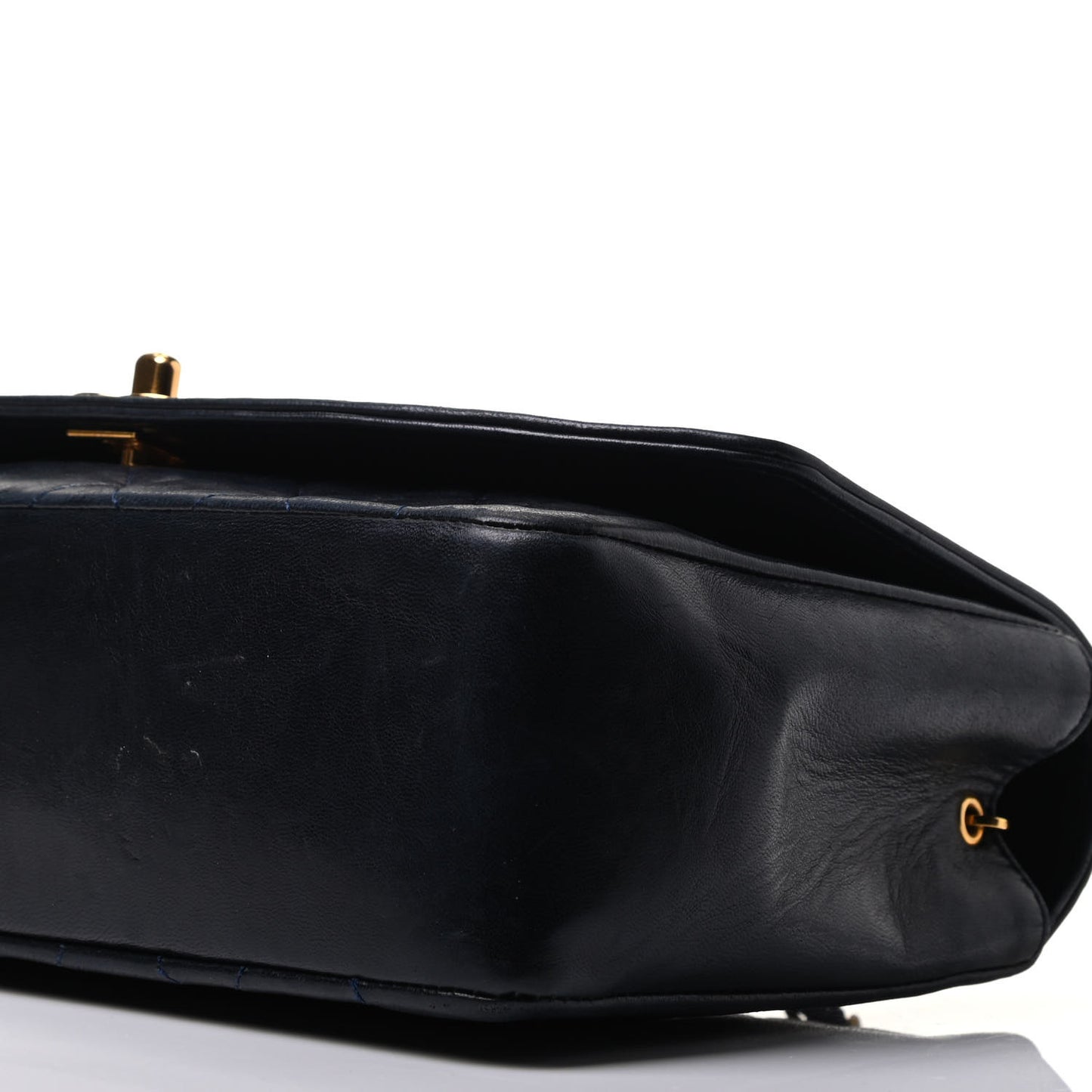 Lambskin Quilted Medium Single Flap Navy