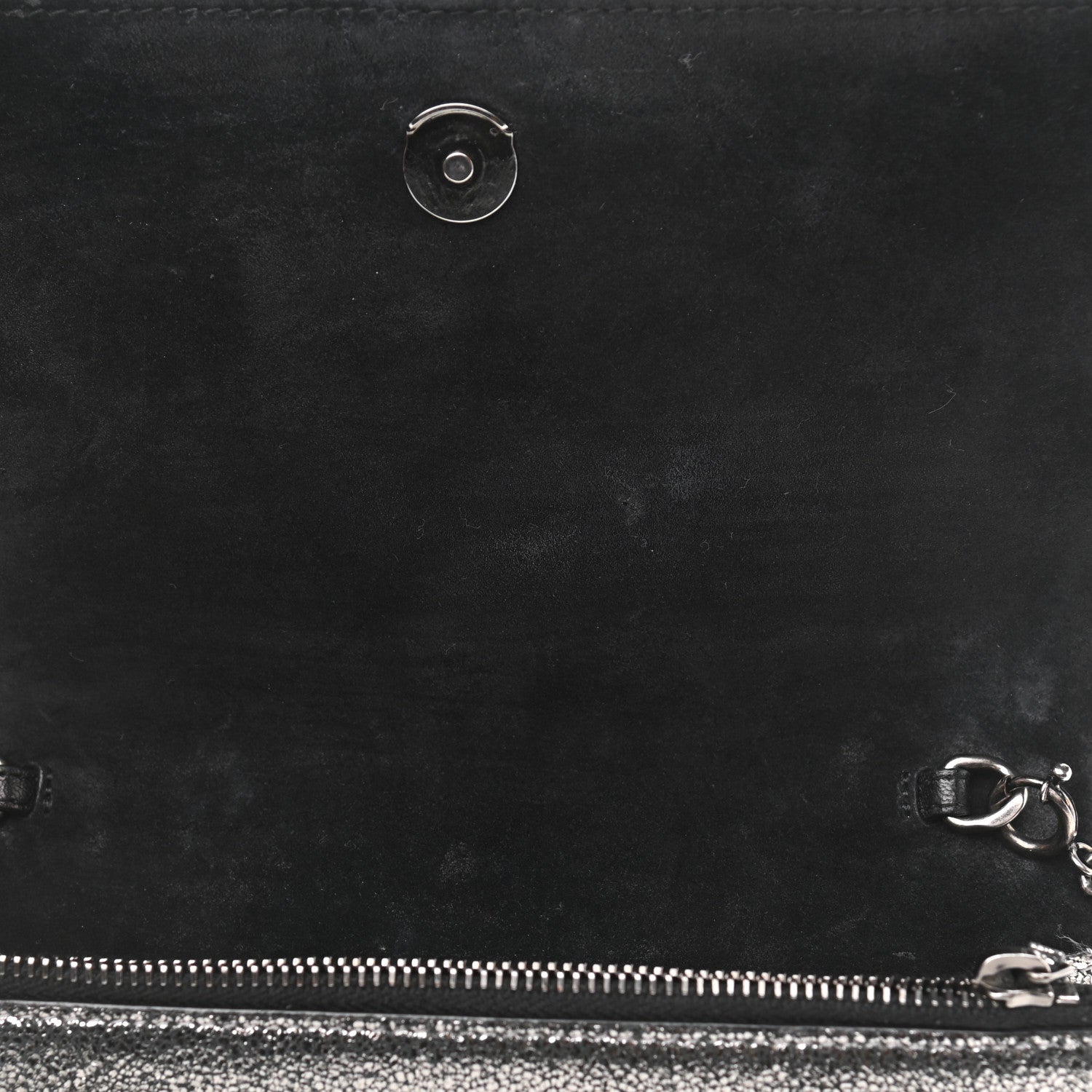 Saint Laurent Metallic Calfskin Classic Monogram Kate Tassel Chain Wallet Gun Metal 9 of 12