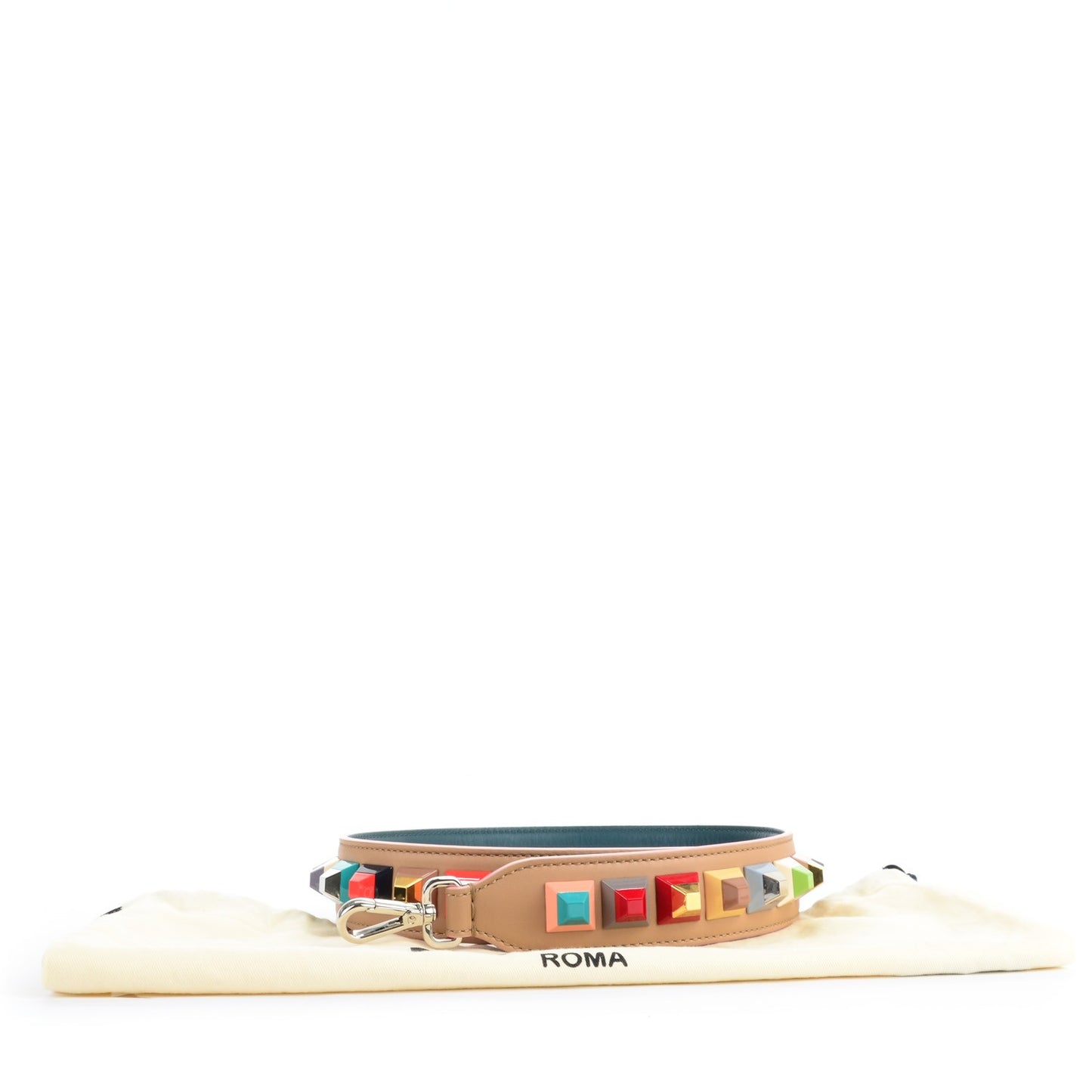 Vitello Dolce Plexiglass Bi-Color Studded Strap You Cuoio Oceano Multicolor