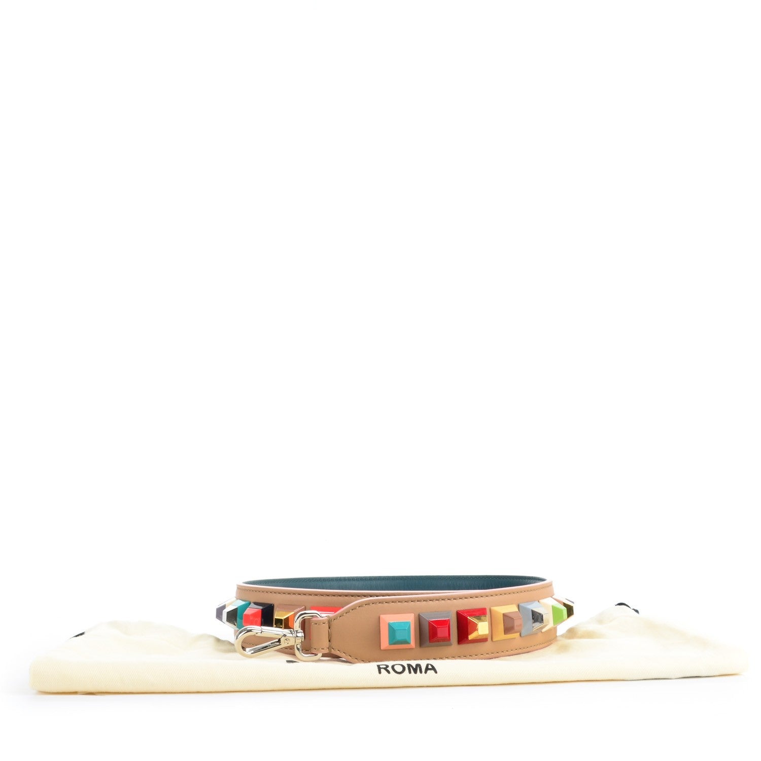 Fendi Vitello Dolce Plexiglass Bi-Color Studded Strap You Cuoio Oceano Multicolor 5 of 5