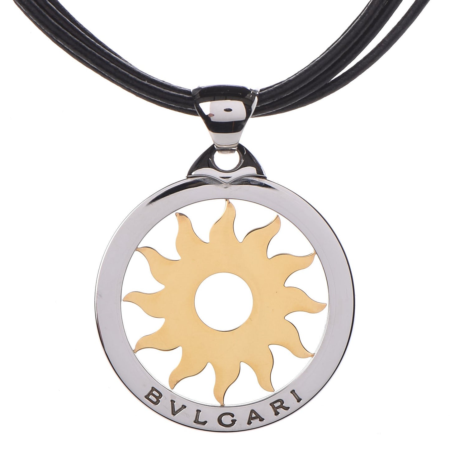 18K Yellow Gold Stainless Steel Tondo Sun Pendant Necklace