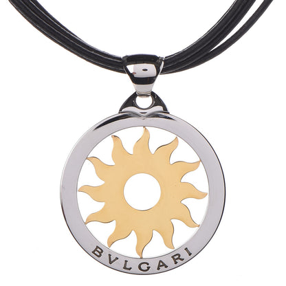 Bulgari 18K Yellow Gold Stainless Steel Tondo Sun Pendant Necklace 4 of 6