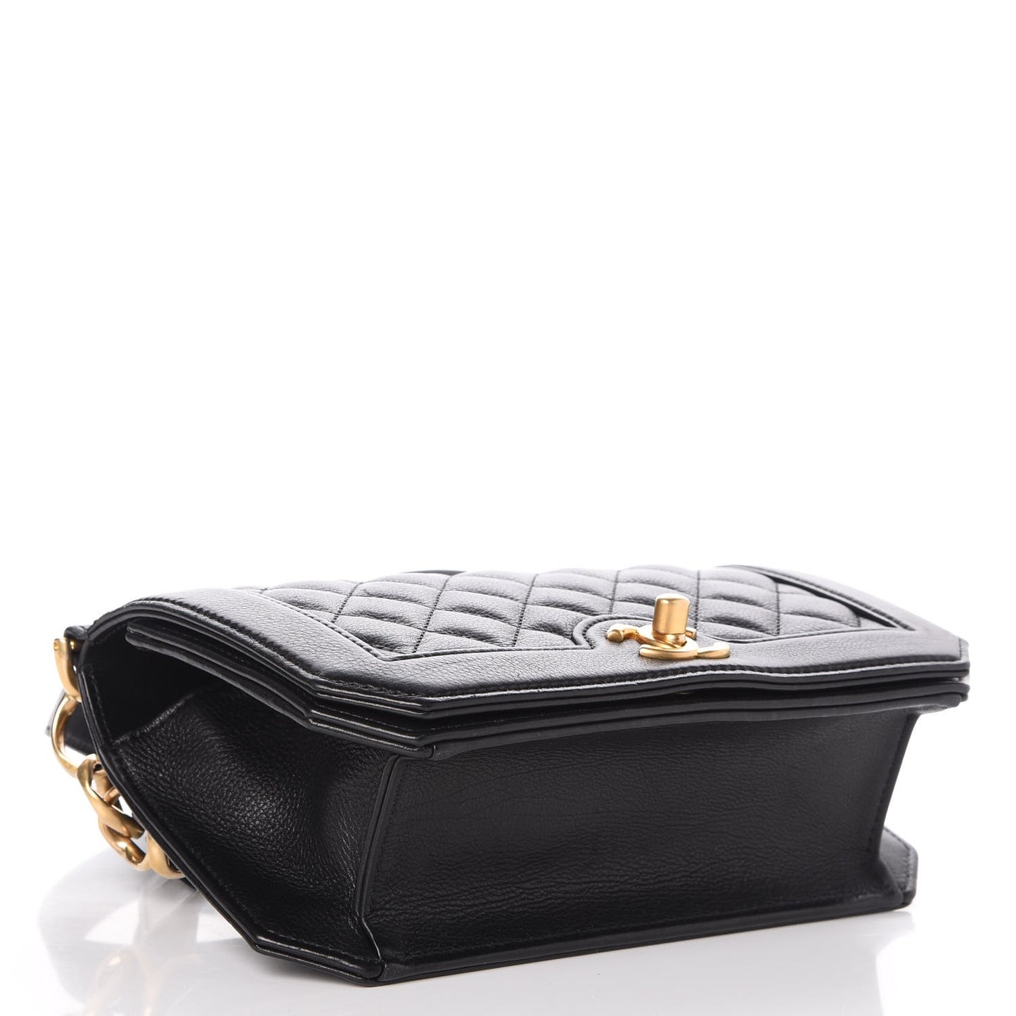 Calfskin Quilted Small Flap Black