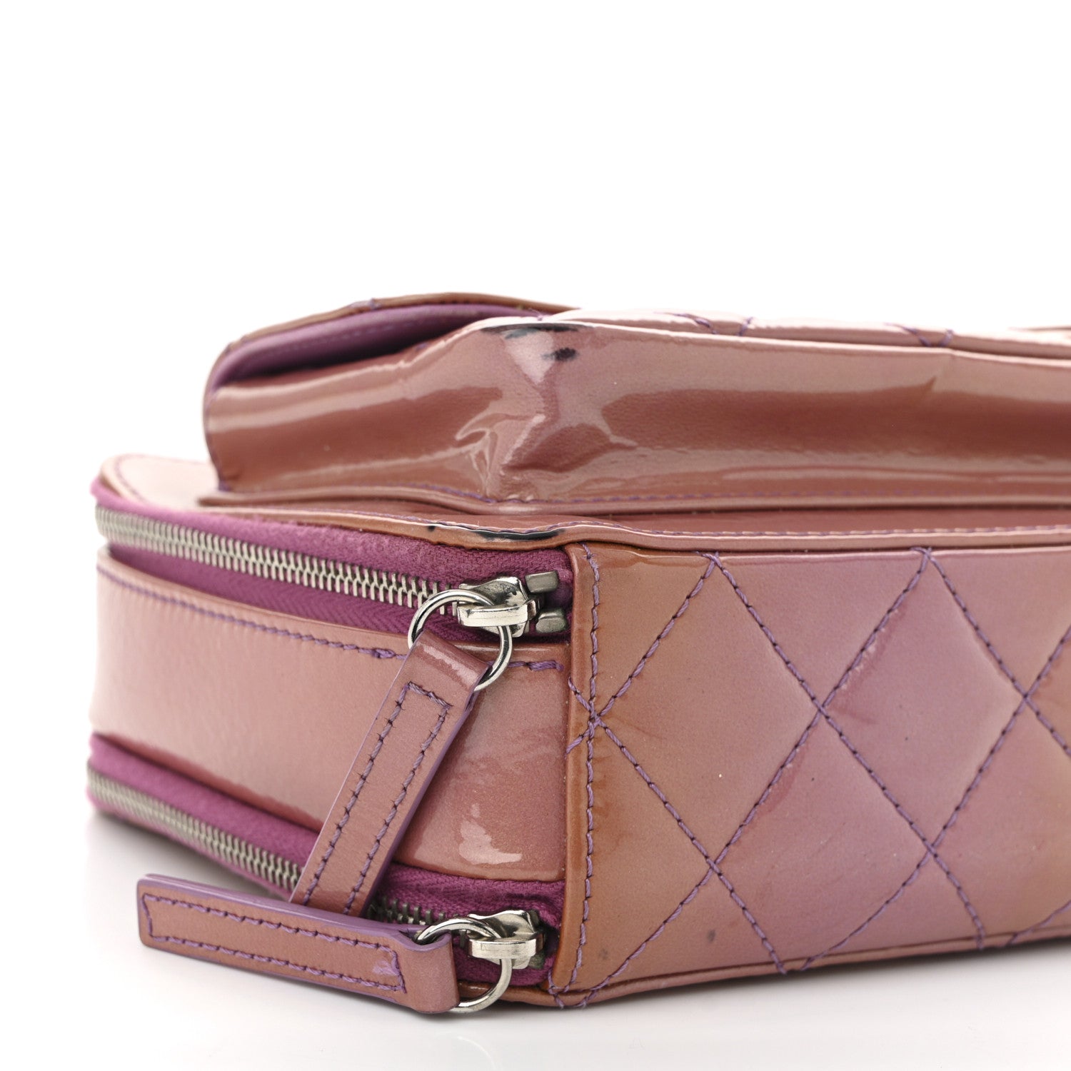 Chanel Patent Quilted Small Pocket Box Camera Case Purple 10 of 16