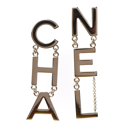 Chanel Metal Cha-Nel Logo Drop Earrings Gold 1 of 4