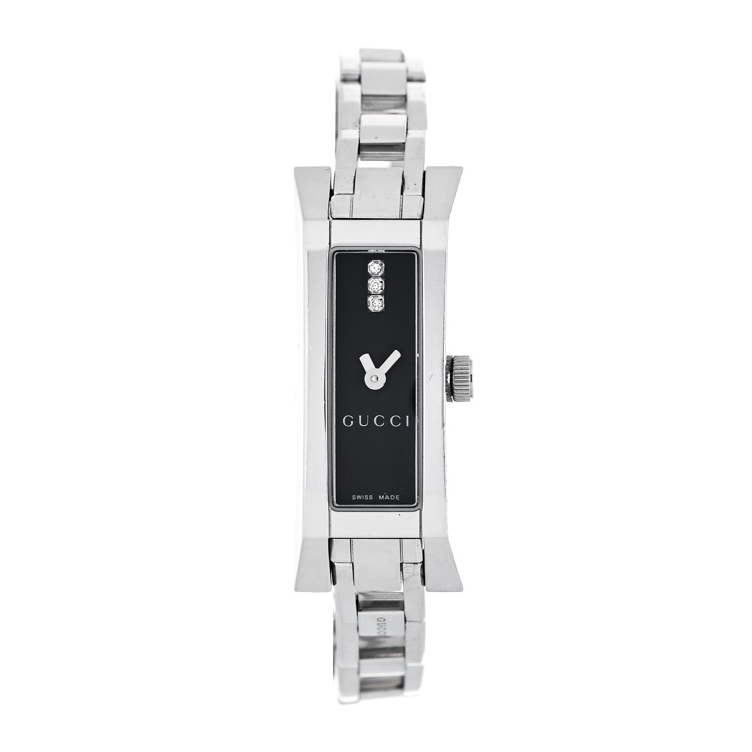 Gucci Stainless Steel Diamond 13mm Quartz Watch Black 1 of 4