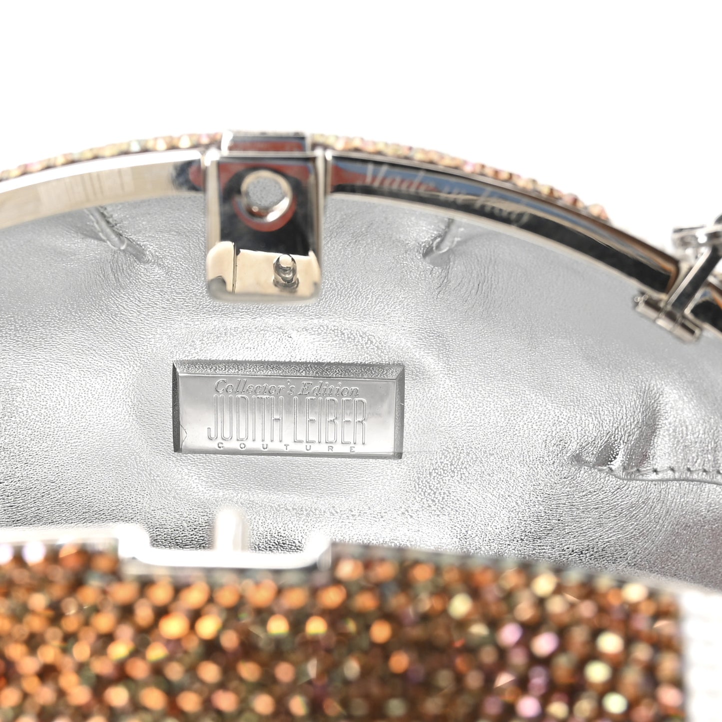 Crystal Football Minaudiere Clutch Brown