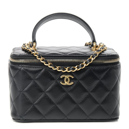 Chanel Lambskin Quilted Small Top Handle Vanity Case With Chain Black 1 of 9