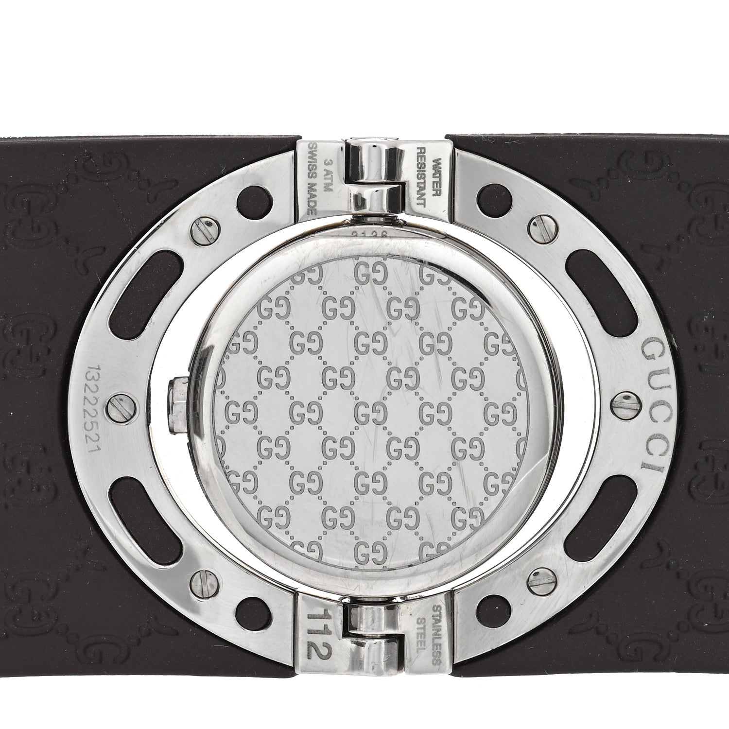 Gucci Stainless Steel Rubber 23mm Twirl Quartz Watch Brown 4 of 4