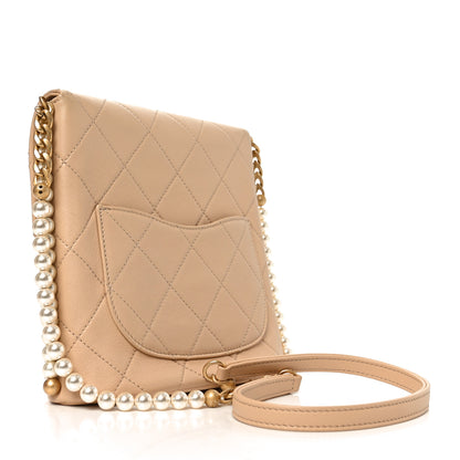 Chanel Calfskin Quilted Pearl Small Hobo Bag Beige 3 of 10