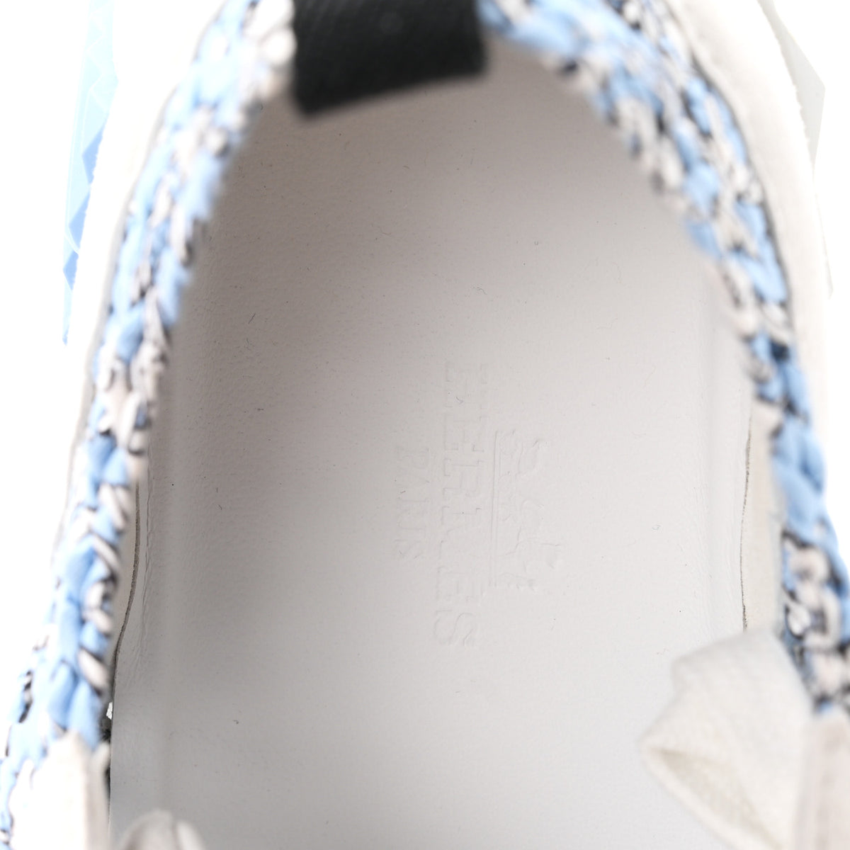 Hermes Braided Silk Suede Bouncing Sneakers 37.5 Bleu Clair White 8 of 9